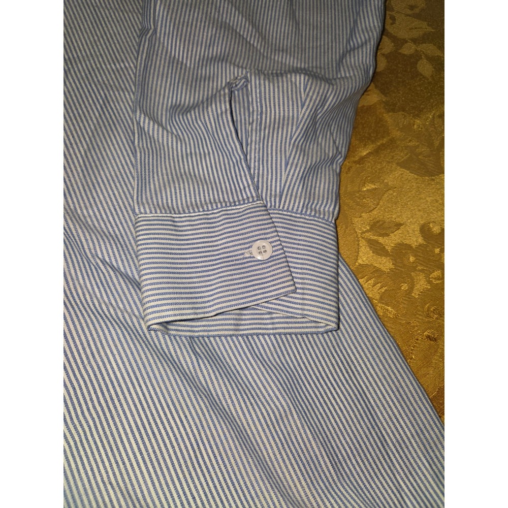 Red Kap Mens XL Long Sleeve Striped Work Shirt Blue White Button Down SL10WB - Picture 6 of 10
